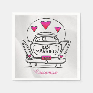 Personalised Just Married Honeymoon Car Napkins