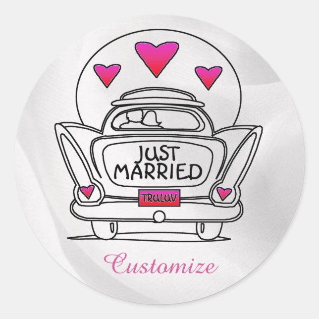 Personalised Just Married Honeymoon Car Stickers (Front)
