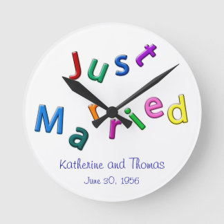 Personalised Just Married Jumbled Letters Round Clock