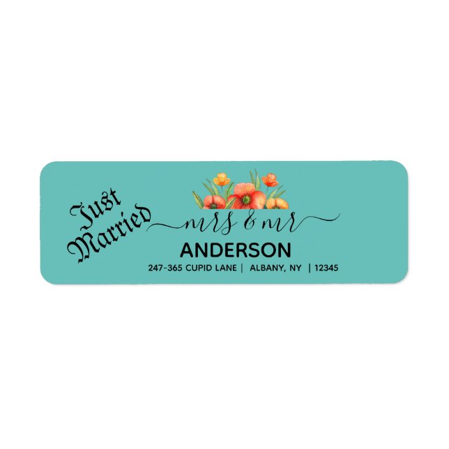 Personalised Just Married Mr Mrs Return Address (Front)