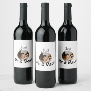 Personalised "Just Me and Meow" Photo Template – Wine Label