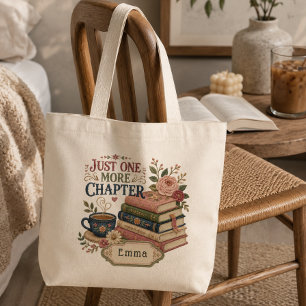 Personalised Just One More Chapter Book Lover Large Tote Bag