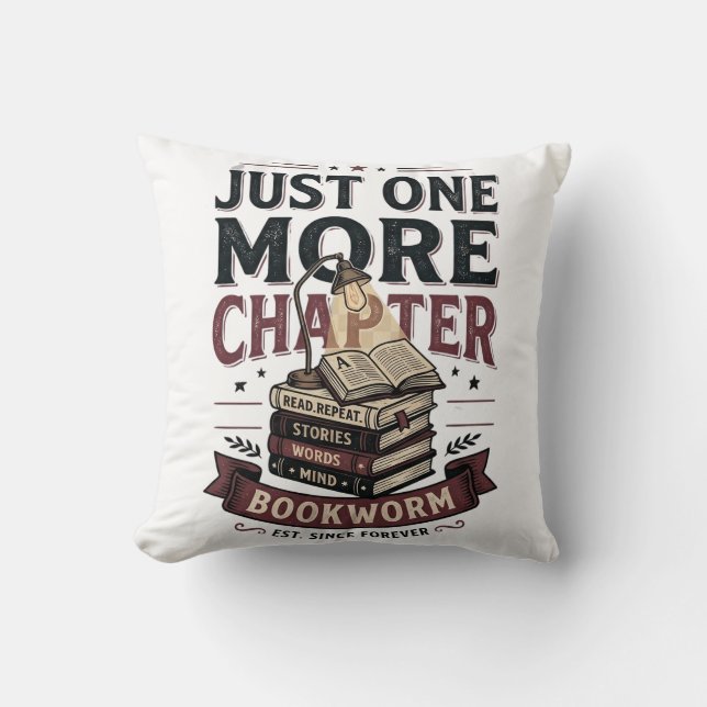 Personalised Just One More Chapter Est 1985 Bookwo Cushion (Front)