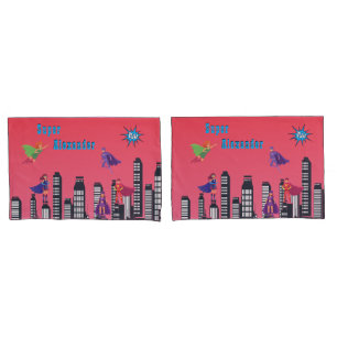 Personalised Justice Superhero Colourful Flying Pillowcase