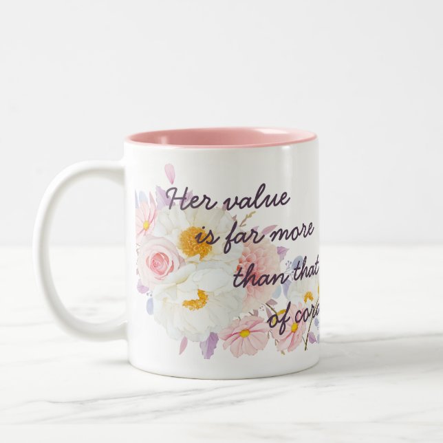 Personalised JW sisters gifts - Proverbs 3:15  Two-Tone Coffee Mug (Left)