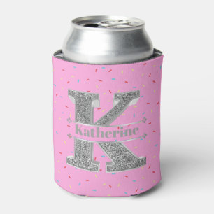 Personalised K Initial Silver Monogram Your Name Can Cooler