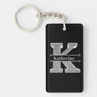 Personalised K Initial Silver Monogram Your Name Key Ring