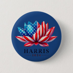 Personalised kamala harris flower America  6 Cm Round Badge