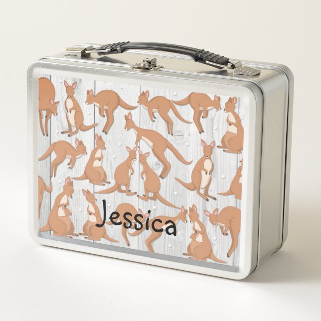 Personalised Kangaroo Metal Lunch Box  (Front)