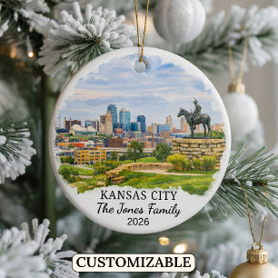 Personalised Kansas City Ornament, Custom Kansas Ceramic Tree Decoration