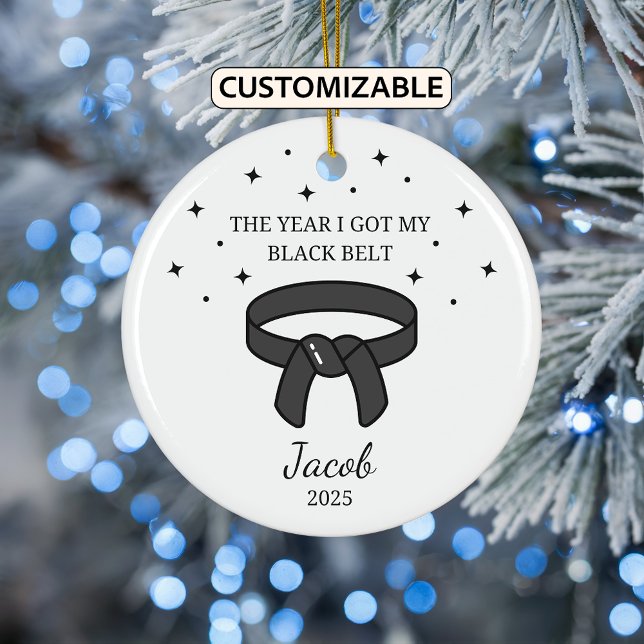 Personalised Karate Black Belt, Taekwondo Outfit Ceramic Tree Decoration (Creator Uploaded)
