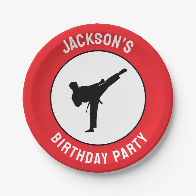 Personalised Karate / Taekwondo / judo Birthday Paper Plate (Front)