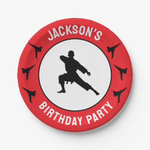 Personalised Karate / Taekwondo / judo Birthday Paper Plate