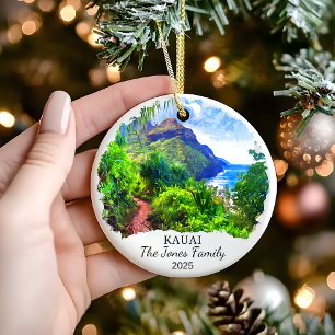 Personalised Kauai Ornament, Hawaii Gift Ceramic Tree Decoration