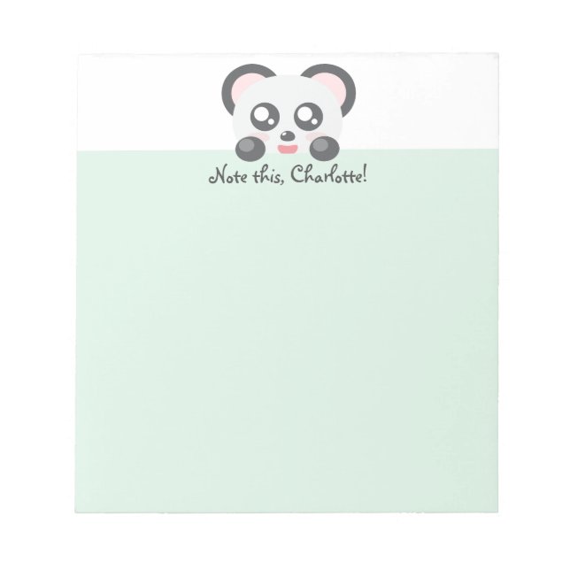 Personalised Kawaii Animal - Panda Notepad (Front)