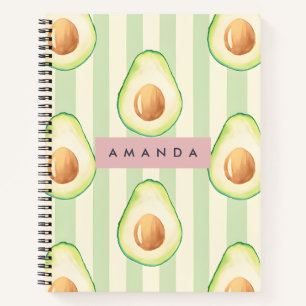 Personalised Kawaii Avocado Pattern Notebook