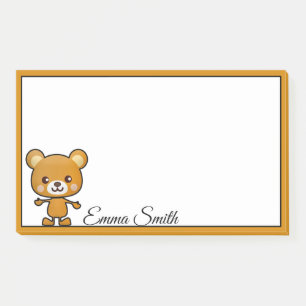 Personalised Kawaii Brown Bear Post-It Notes