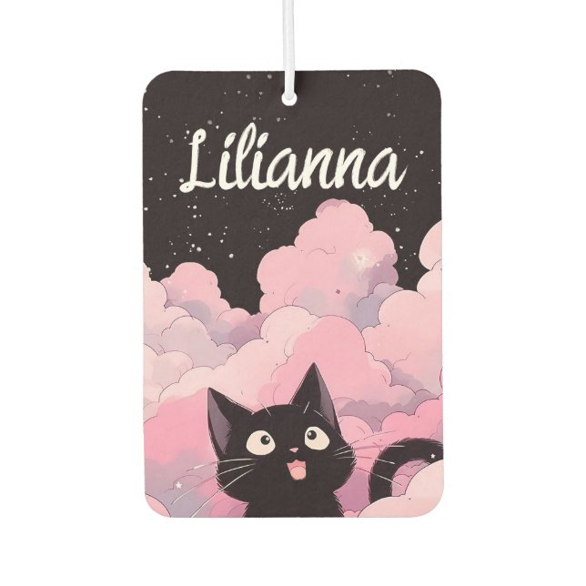 Personalised Kawaii Cat Car Air Freshener (Front)