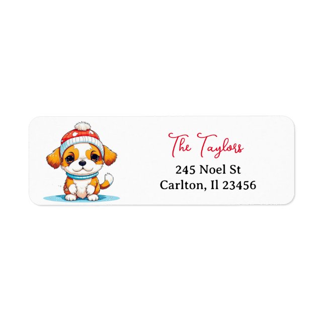 Personalised Kawaii Christmas Puppy Dog  (Front)