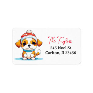 Personalised Kawaii Christmas Puppy Dog  Label