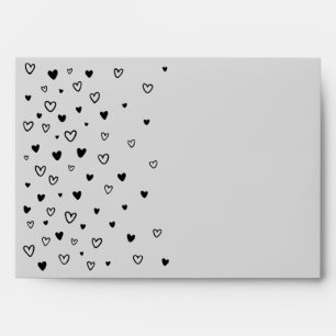 Personalised Kawaii Cute Black Hearts Love Envelope