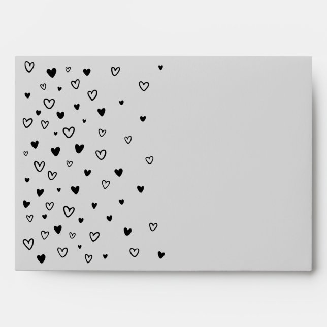 Personalised Kawaii Cute Black Hearts Love Envelope (Front)