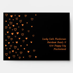 Personalised Kawaii Cute Black Hearts Snail Mail Envelope