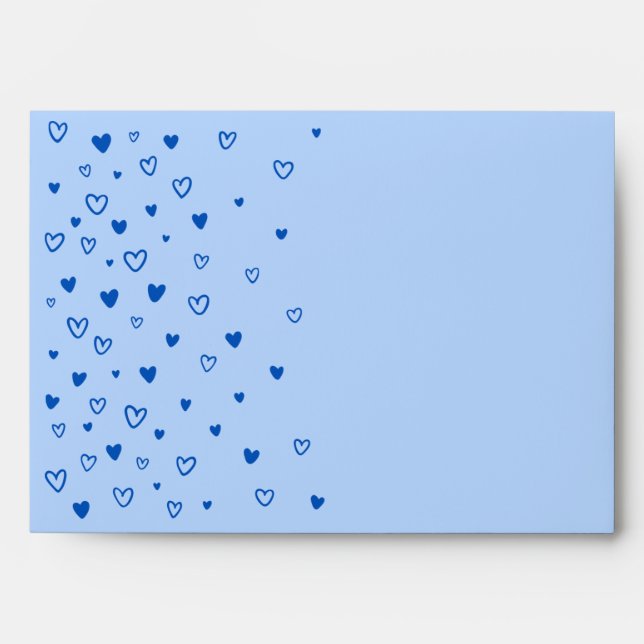 Personalised Kawaii Cute Blue Hearts Love Envelope (Front)