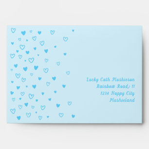 Personalised Kawaii Cute Blue Hearts Pastel Envelope