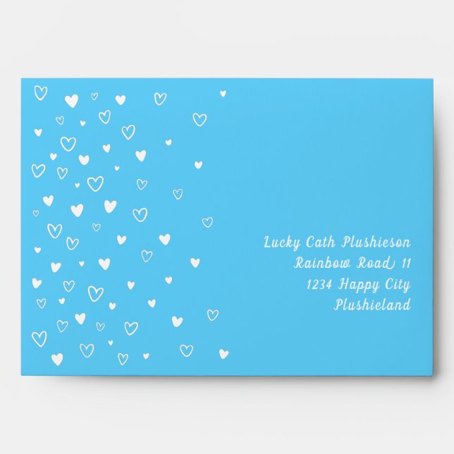 Personalised Kawaii Cute Blue Hearts Snail Mail Envelope (Front)