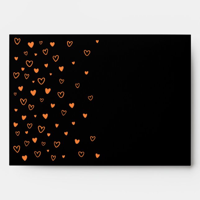 Personalised Kawaii Cute Halloween Orange Hearts  Envelope (Front)