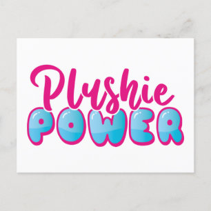 Personalised Kawaii Cute Pink Blue Plushie Power Postcard