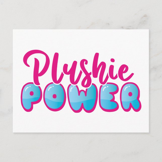 Personalised Kawaii Cute Pink Blue Plushie Power Postcard (Front)