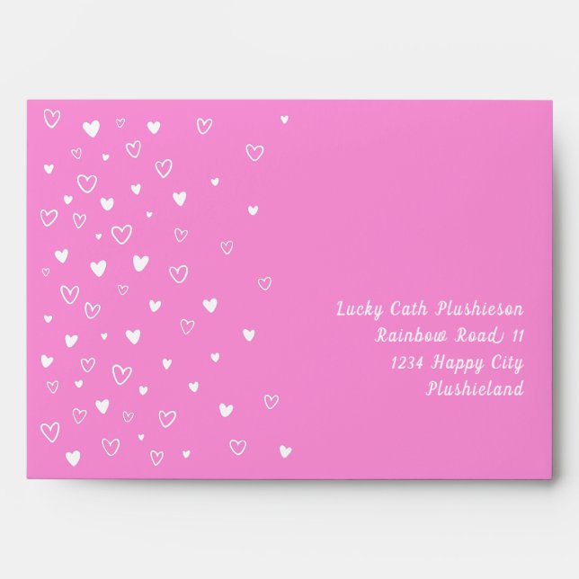 Personalised Kawaii Cute Pink Hearts Snail Mail Envelope (Front)