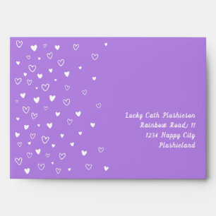 Personalised Kawaii Cute Purple Hearts Snail Mail Envelope