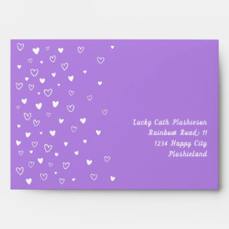 Personalised Kawaii Cute Purple Hearts Snail Mail Envelope