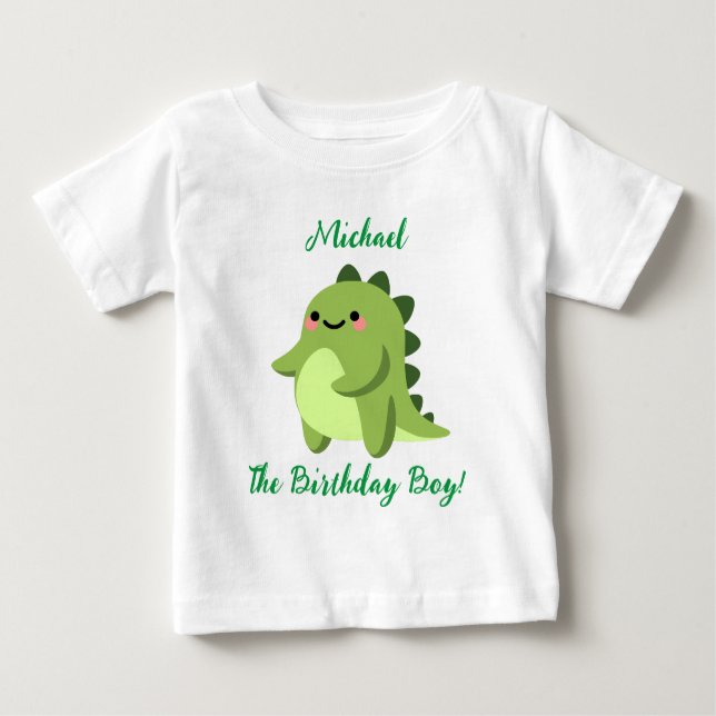 Personalised Kawaii Dinosaur Baby T-Shirt (Front)