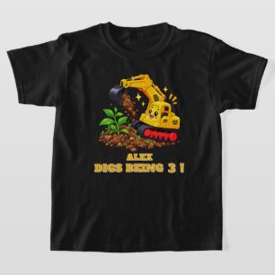 Personalised kawaii excavator Birthday T-Shirt