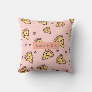 Personalised Kawaii Fun Pizza Slice Pattern Cushion