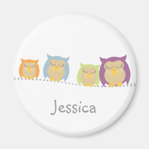 Personalised Kawaii Owls Magnet