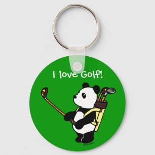 Personalised Kawaii Panda Golfer Key Ring