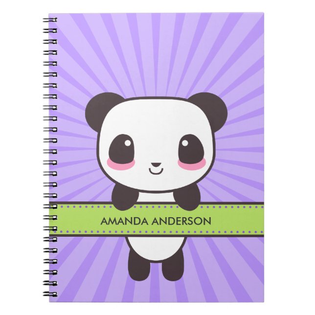 Personalised Kawaii Panda Notebook/Journal Notebook (Front)
