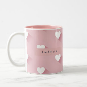 Personalised Kawaii Soft Pink Heart Two-Tone Coffee Mug