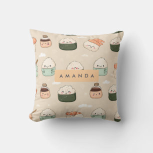 Personalised Kawaii Sushi Japanese Food Pattern Cushion