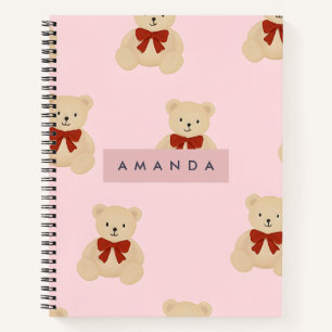 Personalised Kawaii Teddy Bear Pattern Notebook