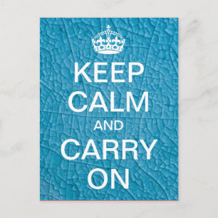 Personalised KEEP CALM and CARRY ON - blue stone Postcard