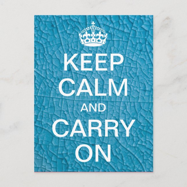 Personalised KEEP CALM and CARRY ON - blue stone Postcard (Front)