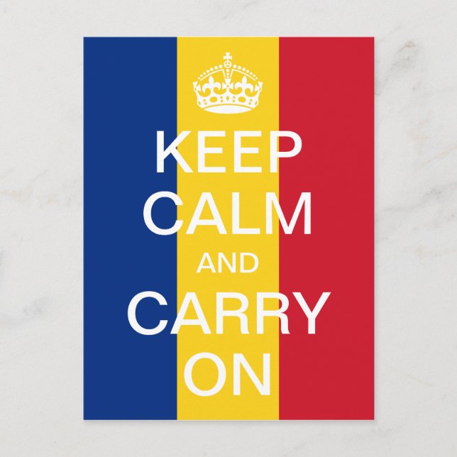 Personalised KEEP CALM and CARRY ON - Romania flag Postcard (Front)