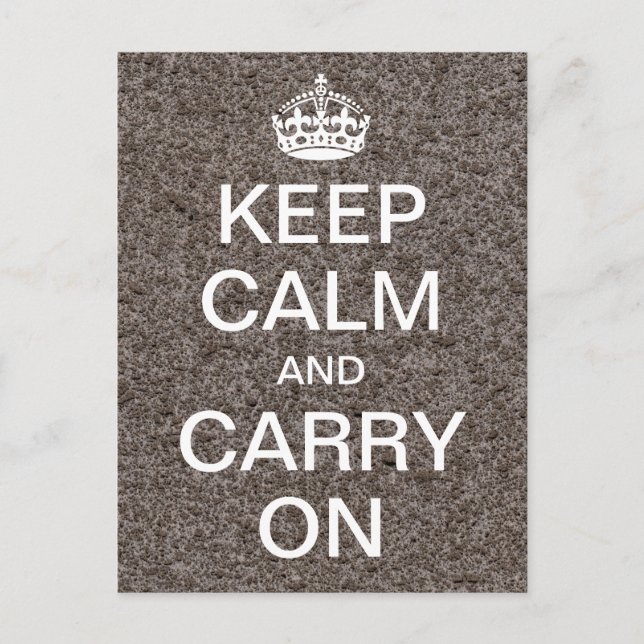 Personalised KEEP CALM and CARRY ON - stone Postcard (Front)