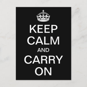 Personalised KEEP CALM and CARRY ON - white words Postcard